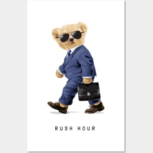 Business bear design "Rush hour" Posters and Art